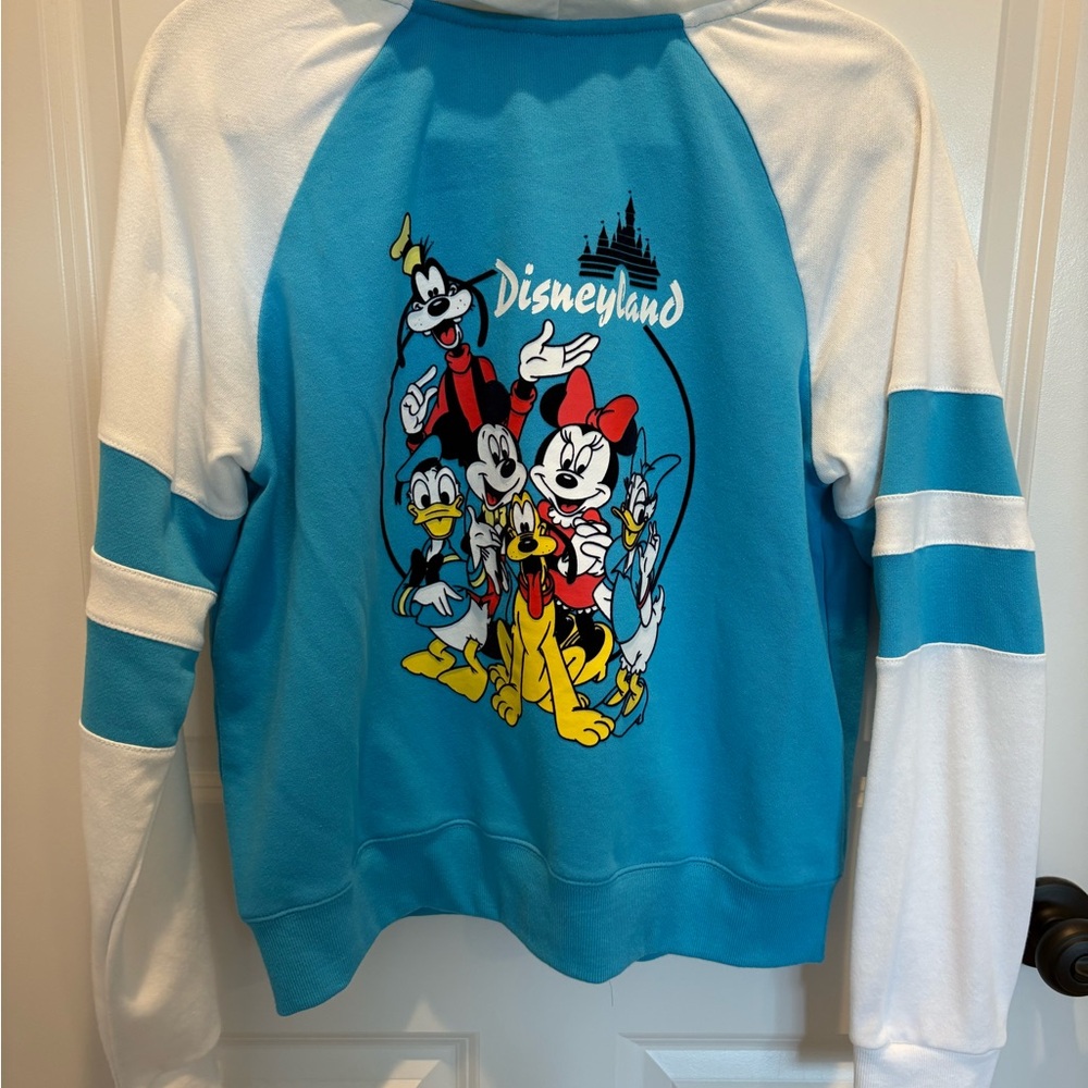 Disneyland Fab 5 Blue and White Zipper Hoodie Sweatshirt, L